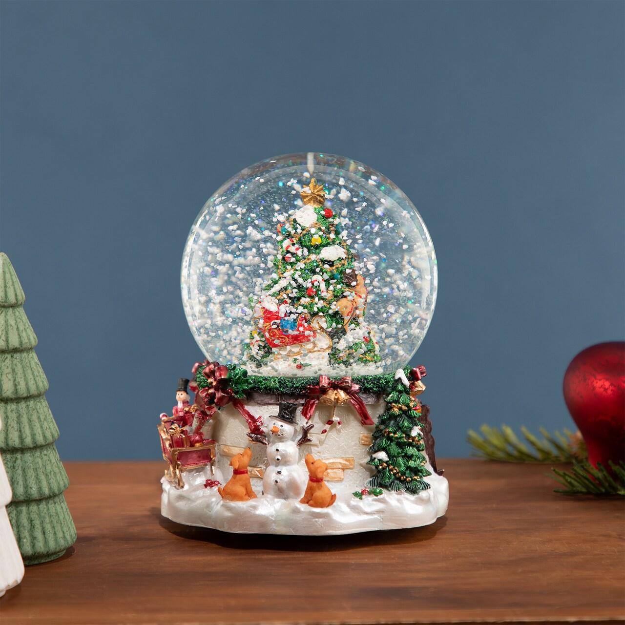 Northlight Musical Christmas Tree and Santa Claus Snow Globe - 6.75"
